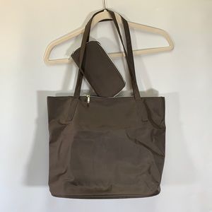 Avon Vintage Snap Zipper Large Brown Tote Laptop Bag Pocketbook Matching Wallet